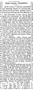 Newspaper article discussing H.W. Crabb contributes to "American Grape Growing and Wine Making" - 1