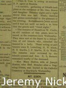 Newspaper article discussing H.W. Crabb burial